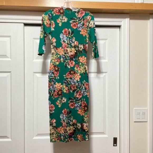 Alice + Olivia Teal Delora Bodycon Fitted Midi Stretch Dress SZ 0 NWT - Picture 6 of 9